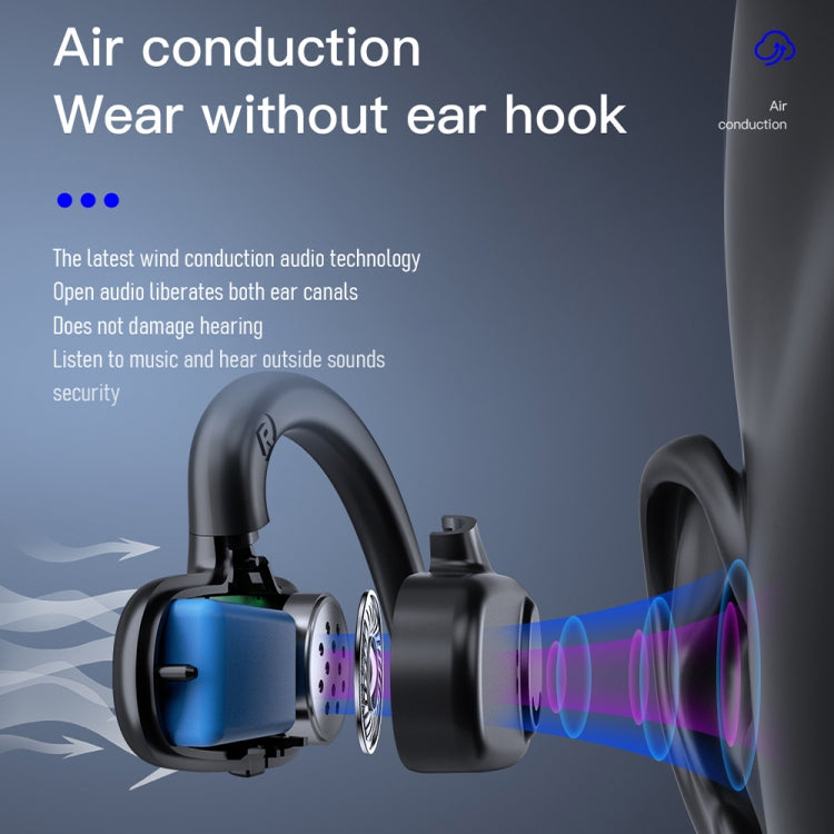Écouteurs stéréo Bluetooth à affichage numérique Bone Conduction Concepts, style : mono-oreille, double oreille avec chargeur.
